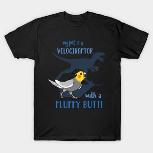 velociraptor with fluffy butt - cockatiel T-Shirt